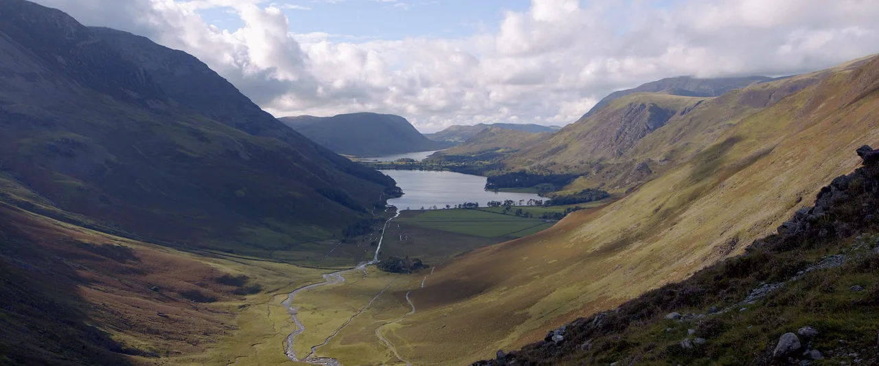 Butteremere valley from the fells, still from the Upper Air shoot.